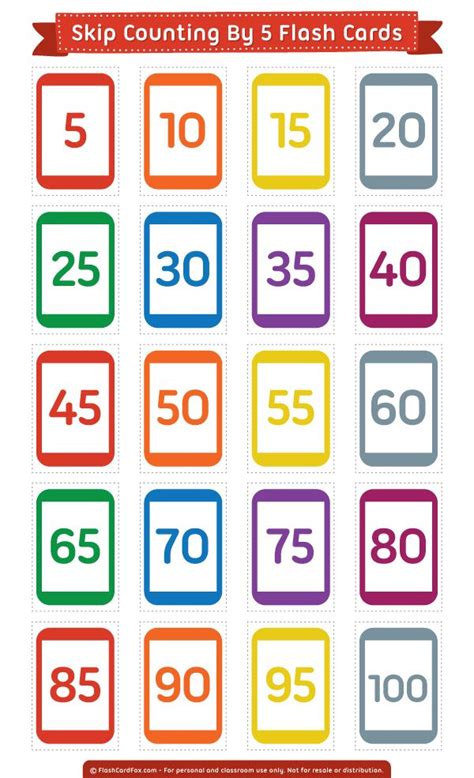 Free printable skip counting by 5 flash cards. Download them in PDF ...