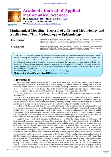 PDF Mathematical Modeling Proposal Of A General Methodology And