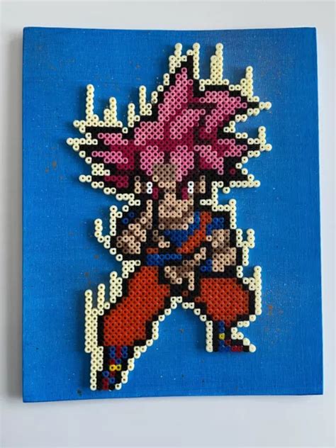 Pixel Art Perles A Repasser Tableau De Goku Super Saiyen Divin Avec