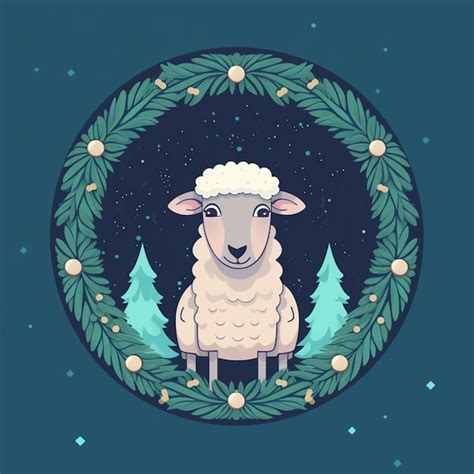 Premium Photo There Is A Sheep That Is Standing In A Wreath With