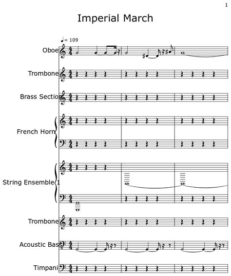 Imperial March Sheet Music For Oboe Trumpet Brass Section Horn In