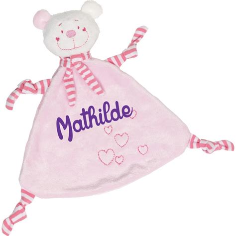 Mini Doudou Personnalis Avec Pr Nom Ours Rose