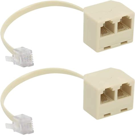 Two Way Telephone Splitters Male To 2 Female Converter Cable RJ11 6P4C