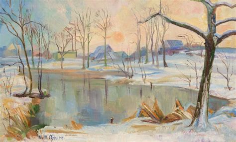 Karl Peter R Hl Winterlandschaft Mit See