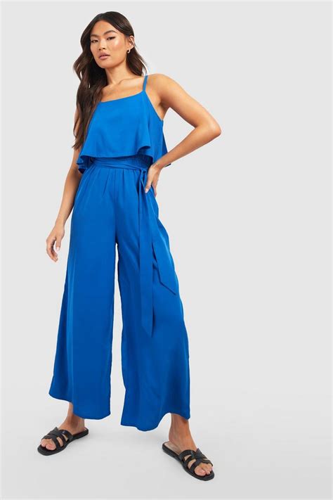 Strappy Wide Leg Jumpsuit Boohoo Uk