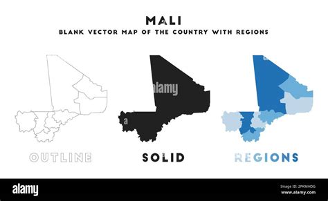 Mapa De Mali Fronteras De Malí Para Su Infografía Vector Forma De