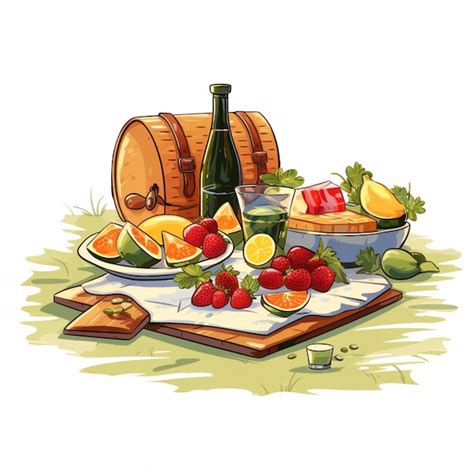 Premium Vector Picnic Drawing Cartoon Vector