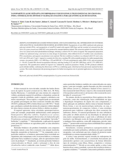 PDF NANOPARTÍCULAS DE ZEÍNA PVA INCORPORADAS EUGENOL E ÓLEO