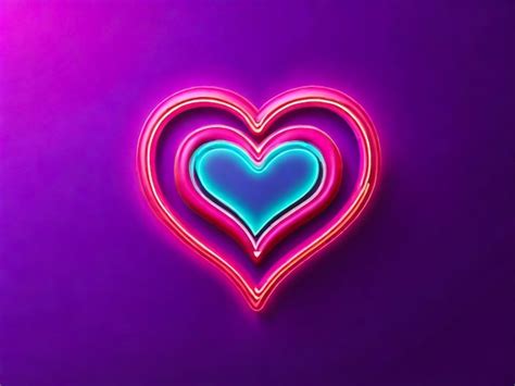 Premium Photo Bright Heart Neon Sign Retro Neon Heart Sign On Purple