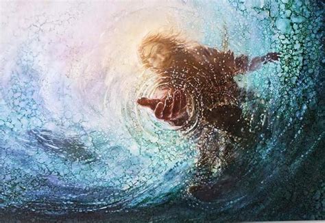 Hand Of God Jesus Reaching Into Water Painting Full Drill Etsy