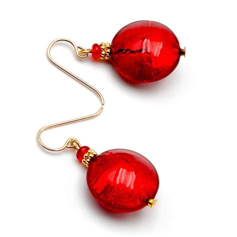 Red Murano Glass Earrings Genuine Venice Murano Glass