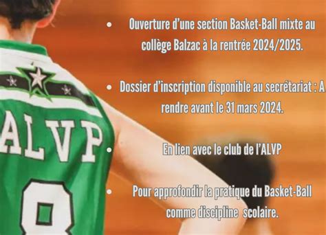 La Future Section Sportive Basket Recrute Coll Ge Honor De Balzac