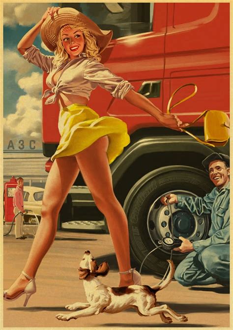 World War Ii Sexy Pin Up Girl Poster Military Bar Cafe Home Wall Decor Retro Kraft Paper Wall