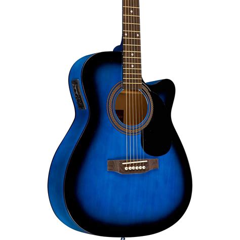 Rogue Ra Concert Cutaway Acoustic Electric Guitar Blue Burst