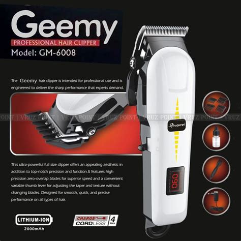 Geemy Gm Professional Hair Clipper Rechargeable Hair Trimmer