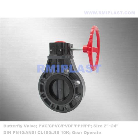 Plastic Gear Lug Wafer Type Turbo Butterfly Valve With Worm Gear U Pvc