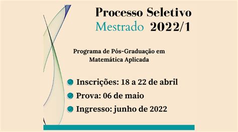 Processo Seletivo Para Ingresso No Curso De Mestrado 20221 Instituto