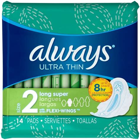 Always Thin Ultra Always Ultra Thin Size 2 Long Super Pads With Wings