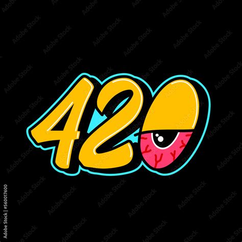 420 Sign With Red Stoned Eye Cannabis T-shirt Design in Cartoon ...