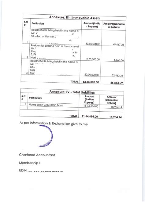 Net Worth Certificate Format Ca Report Format For Vis