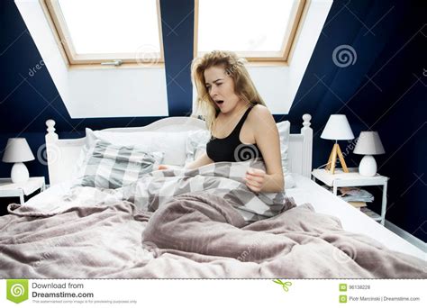 Woman Stretching In Bed After Wake Up Stock Photo Image Of Room Girl