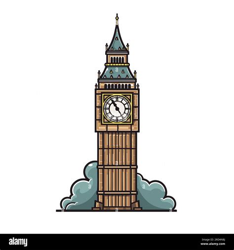 Big Ben Big Ben Hand Drawn Comic Illustration Vector Doodle Style