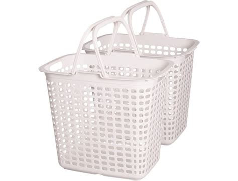 Lot de 2 paniers à linge en plastique 36 l flexible basket lb l blanc