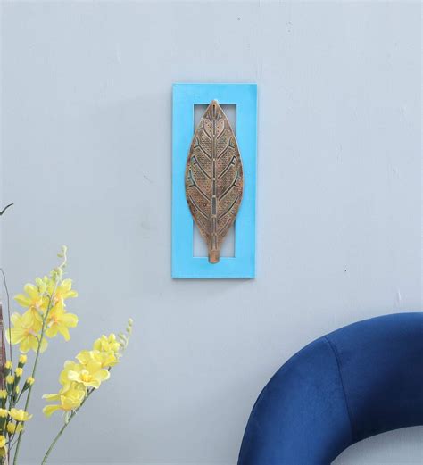 Buy Iron And Mdf Wood Framed Leaf Wall Art In Gold And Blue By Handi Crafy At 38 Off By Handi