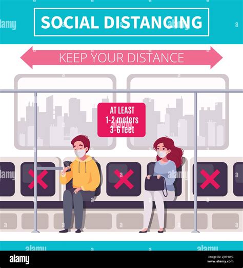 Infografías De Distanciamiento Social Con Personas Que Se Mantienen Alejadas Unas De Otras En La