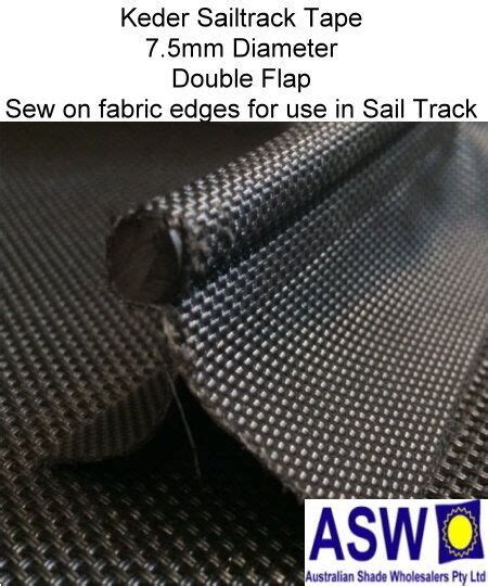 Keder Sail Track Tape Black Sew On Fabric Edge Sailtrack Shade Cloth