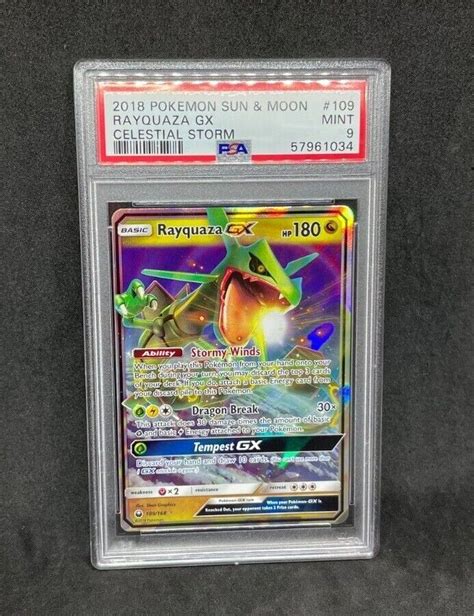 Pokemon SM Celestial Storm Rayquaza GX 109 168 Ultra Rare Holo Foil PSA