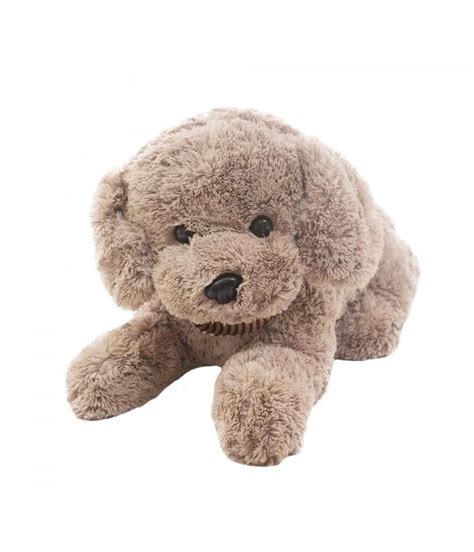 Cachorro Poodle Marrom Deitado Laço 47cm Pelúcia Fofy Toys