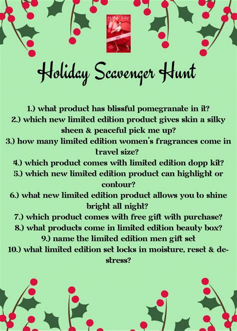 Mary Kay Holiday Scavenger Hunt Mary Kay Marketing Mary Kay Holiday