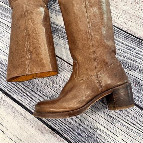 FRYE Campus 14L Brown Leather Boots Stacked Heel Depop