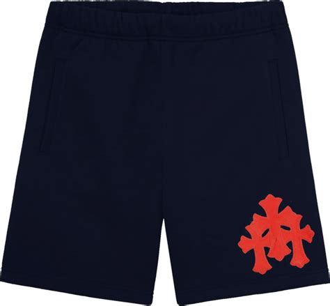 Chrome Hearts Navy Red Triple Cross Sweatshorts Inc Style