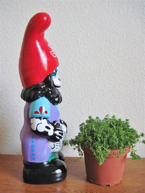 Day Of The Dead Garden Gnome Folk Art Ceramic Statue Etsy