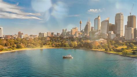 Aerial View of Sydney Skyline from Sydney Harbour Stock Image - Image ...