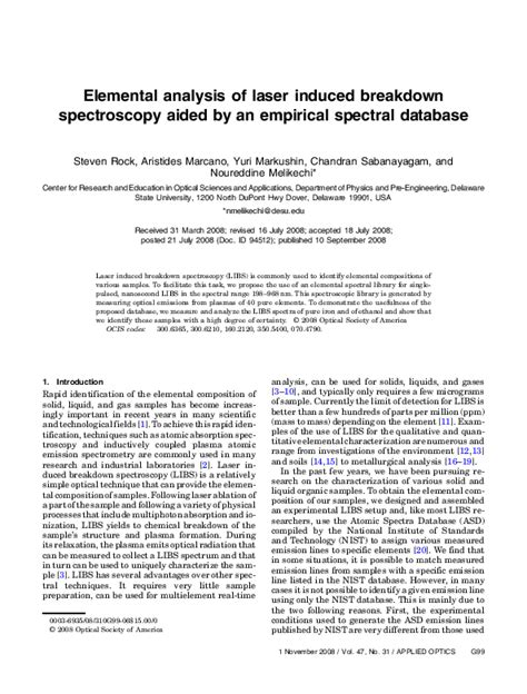 Pdf Elemental Analysis Of Laser Induced Breakdown Spectroscopy Aided