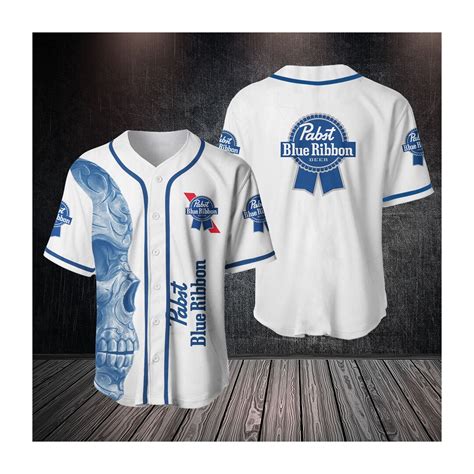 Pabst Blue Ribbon Skull Baseball Jersey Pabst Blue Ribbon Jersey Past