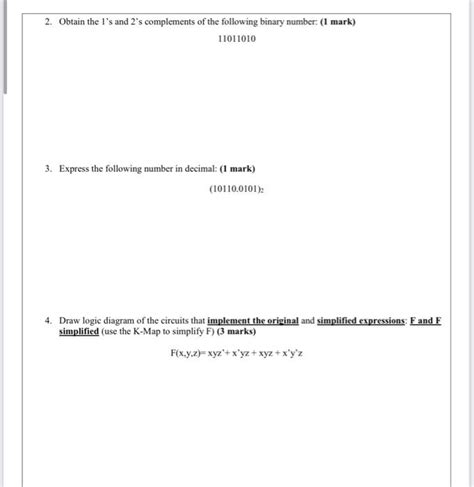 Solved 2 Obtain The 1 S And 2 S Complements Of The