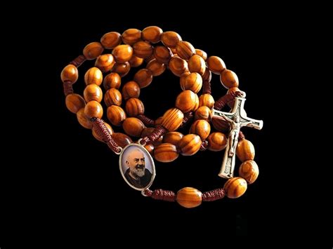 Saint Padre Pio Rosary Medals Beads Olive Wood T Etsy