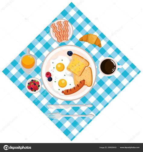 Delicious Tasty Breakfast Cartoon Stock Vector By Stockgiu 265659042