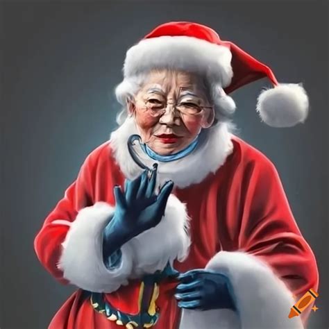 Chinese Lady Dressed As Santa Claus On Craiyon