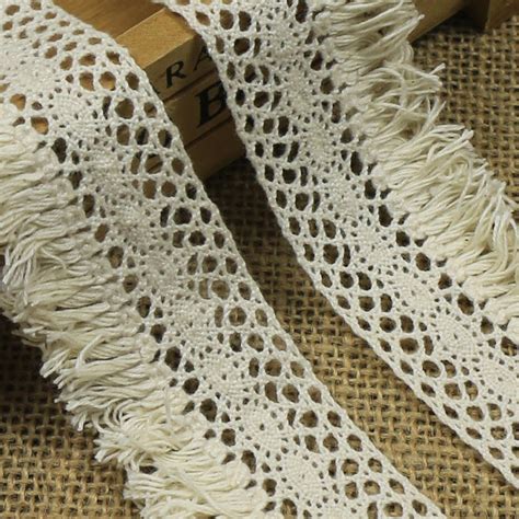 Yards Beige Cotton Fringe Lace Trim Cm Width Water