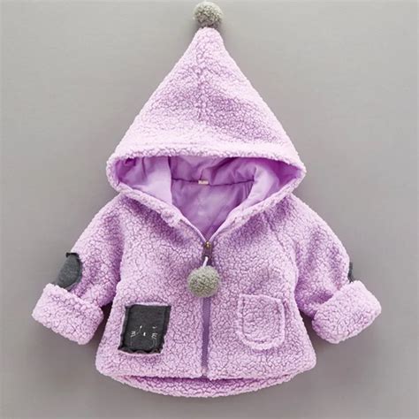 New Baby Girls Outerwear Fleece Coats Hooded Solid Color Winter Autumn