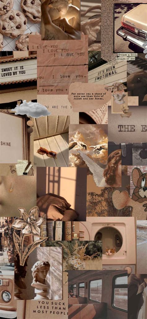 Download Beige Brown Aesthetic Collage Art Wallpaper