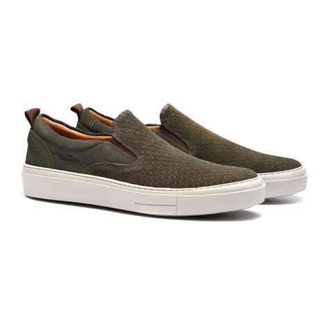 Tenis Casual Masculino Verde Musgo Camurça Samello SAMELLO