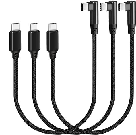 USB C To USB C Cable 30cm 3 Packs SUMPK Right Angle 90 Degree Type C