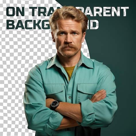 Premium PSD A Curious Blonde Man Isolated On Transparent Background