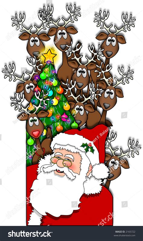 Raster Illustration Depicting Santa Claus His Stock Illustration